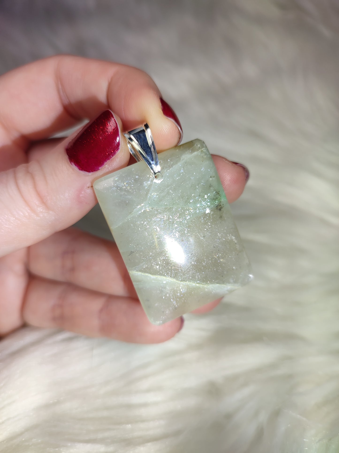 Colgante plata 925 - piedra luna verde n°71