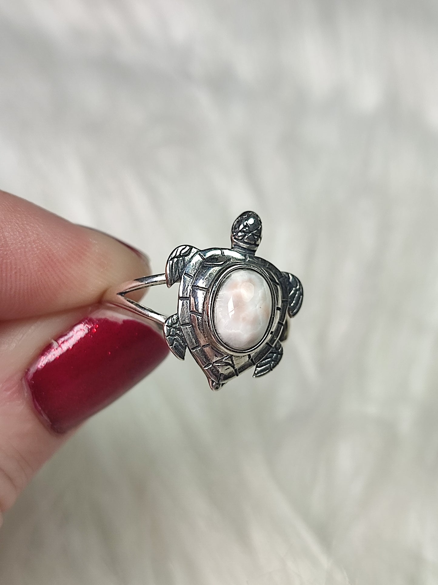 Anillo plata de ley 925 con larimar rosa / natrolita