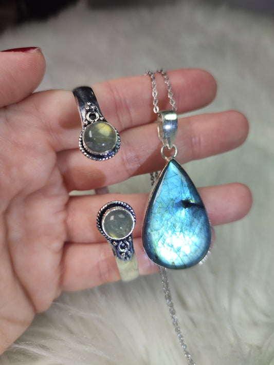 Conjunto baño plata Labradorita n° 20