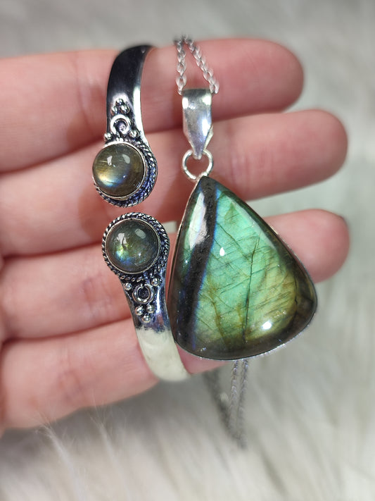 Conjunto baño plata Labradorita n° 19