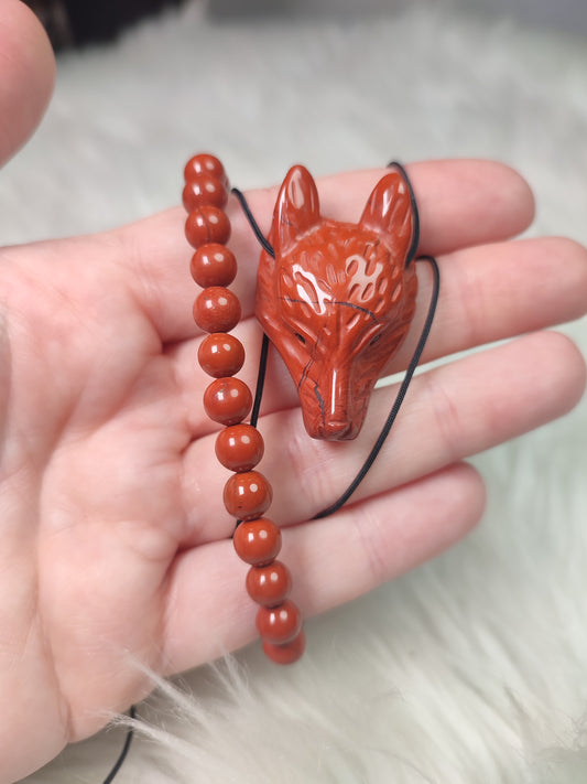 Conjunto colgante y pulsera jaspe rojo