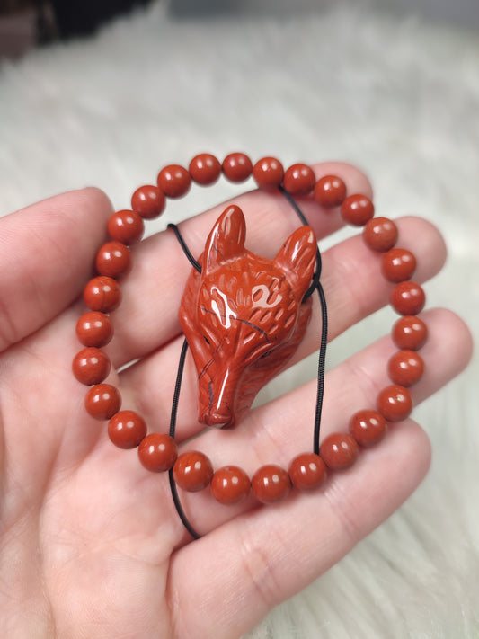 Conjunto colgante y pulsera jaspe rojo