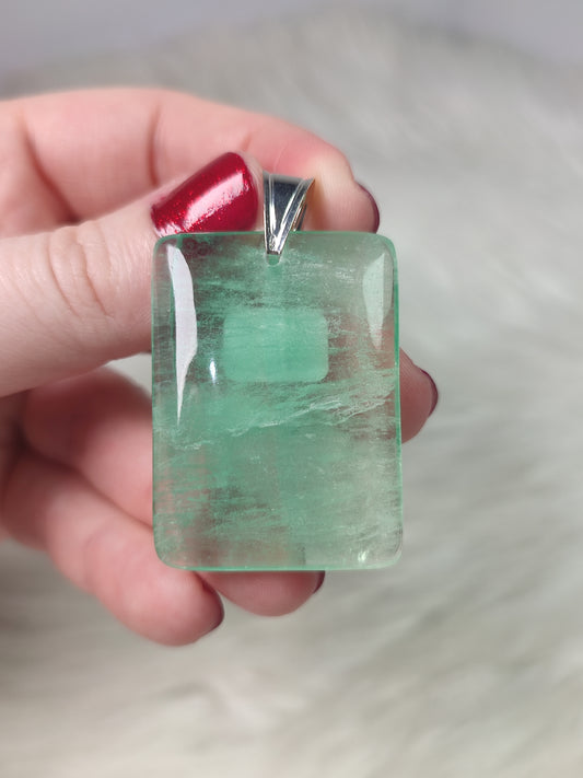 Colgante plata 925 con fluorita verde n° 51