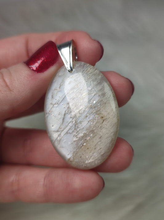 Colgante plata 925 con piedra luna flash n° 49