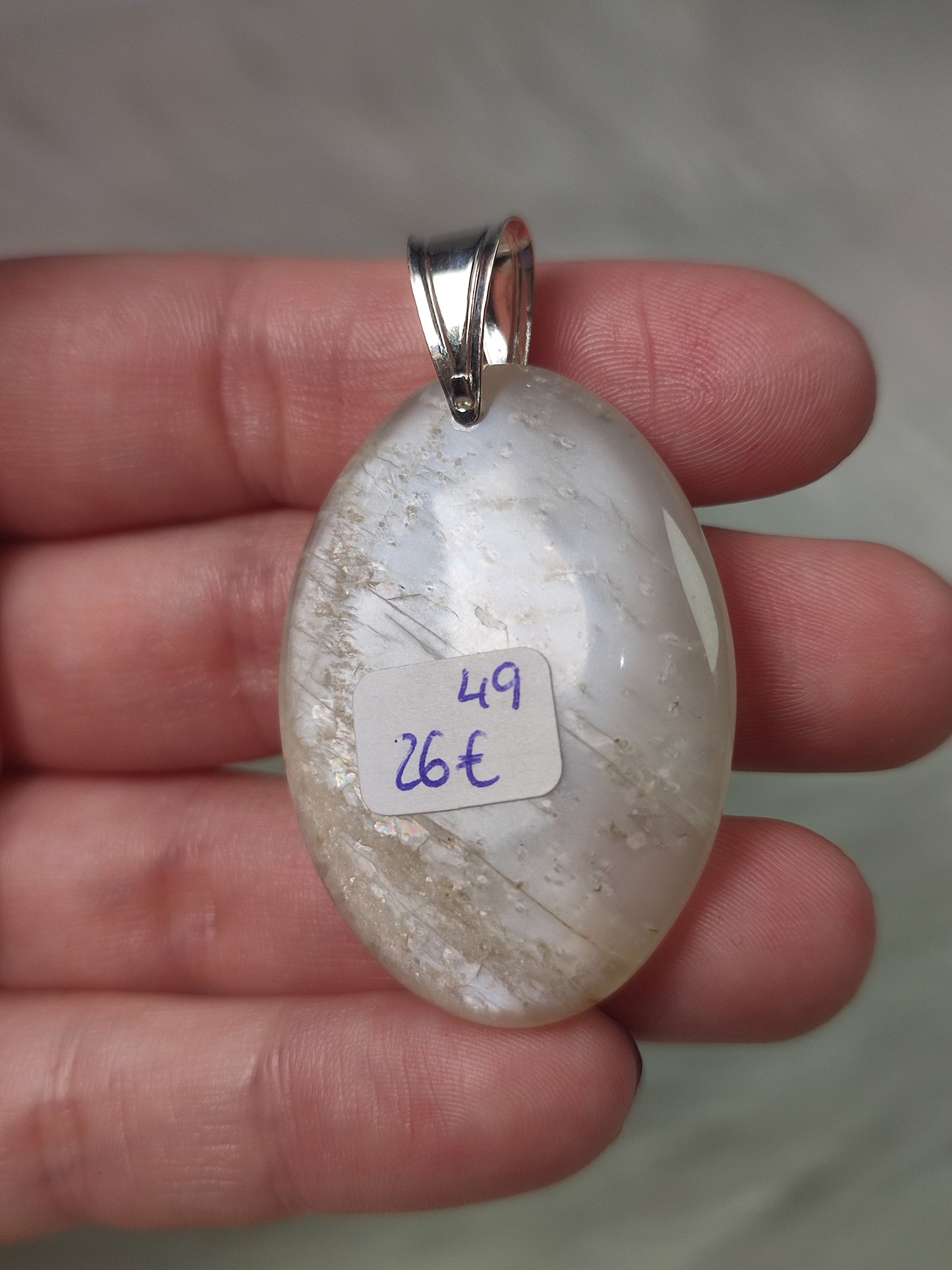 Colgante plata 925 con piedra luna flash n° 49