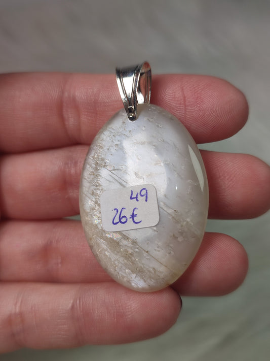 Colgante plata 925 con piedra luna flash n° 49