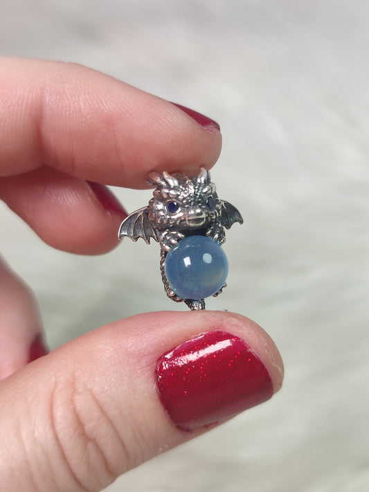 Colgante plata de ley 925 con aguamarina - Dragón bebé 113