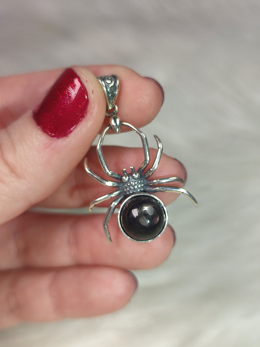 Colgante plata de ley 925 con hiperstena - araña 145
