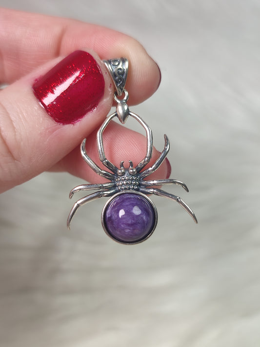 Colgante plata de ley 925 con charoita - araña 128