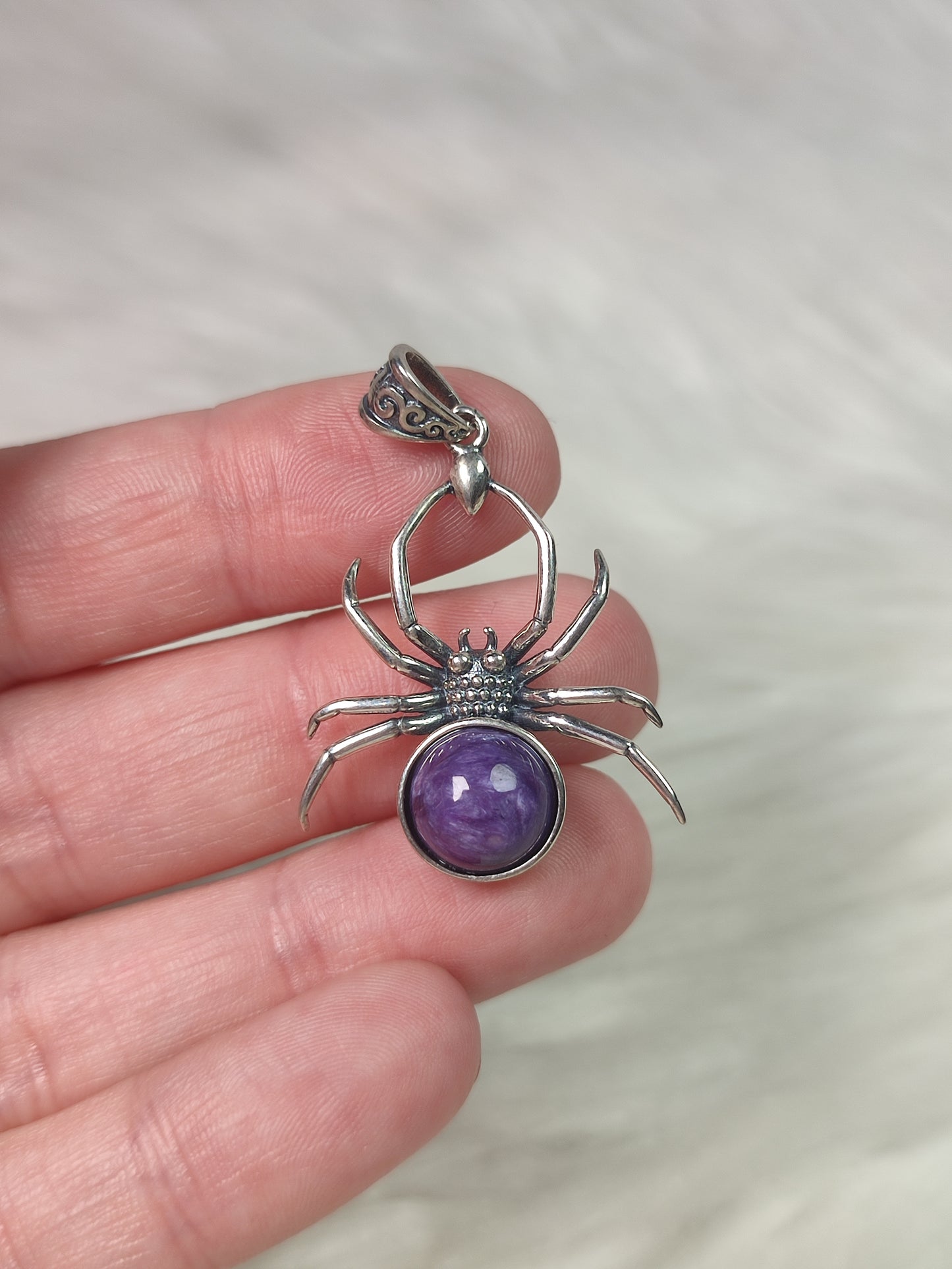 Colgante plata de ley 925 con charoita - araña 128