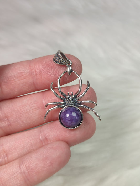 Colgante plata de ley 925 con charoita - araña 128