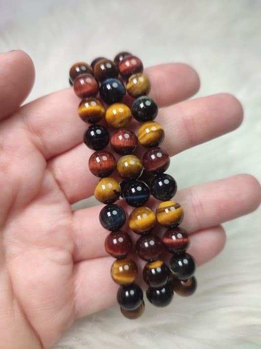 Pulsera ojo mix ( ojo de tigre buey y halcón ) 8 mm