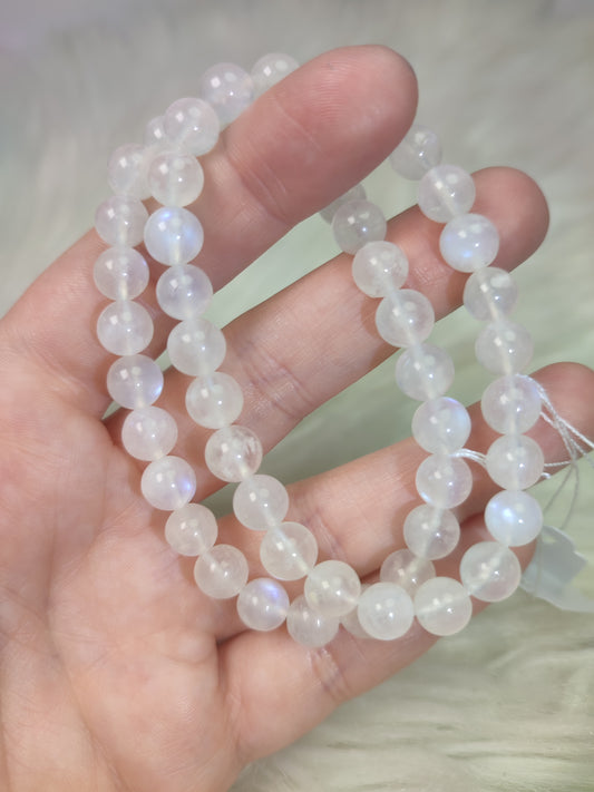 Pulseras piedra luna blanca 7/8 mm