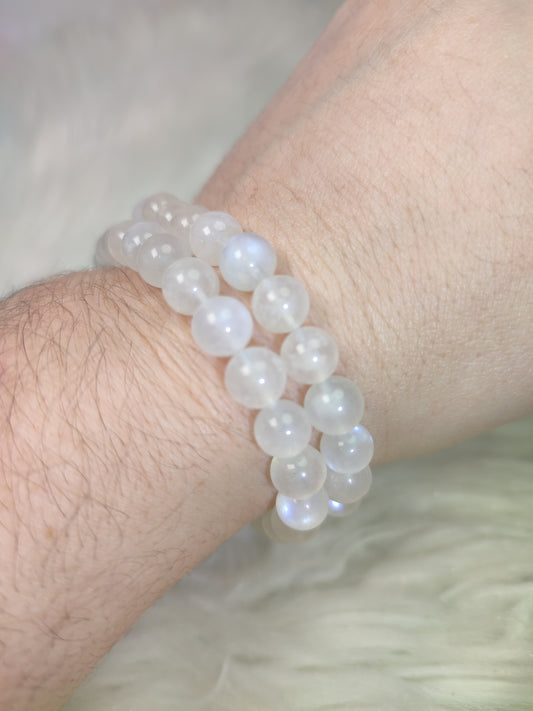 Pulseras piedra luna blanca 7/8 mm