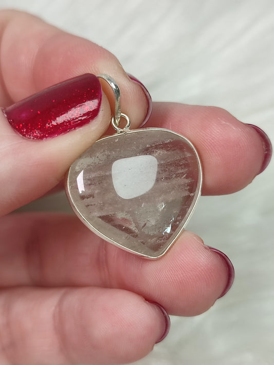 Colgante corazon plata 925 con cuarzo fantasma - 262