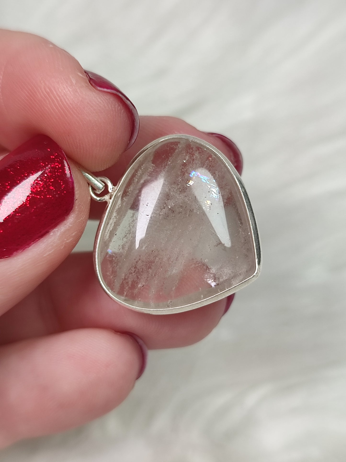 Colgante corazon plata 925 con cuarzo fantasma - 262
