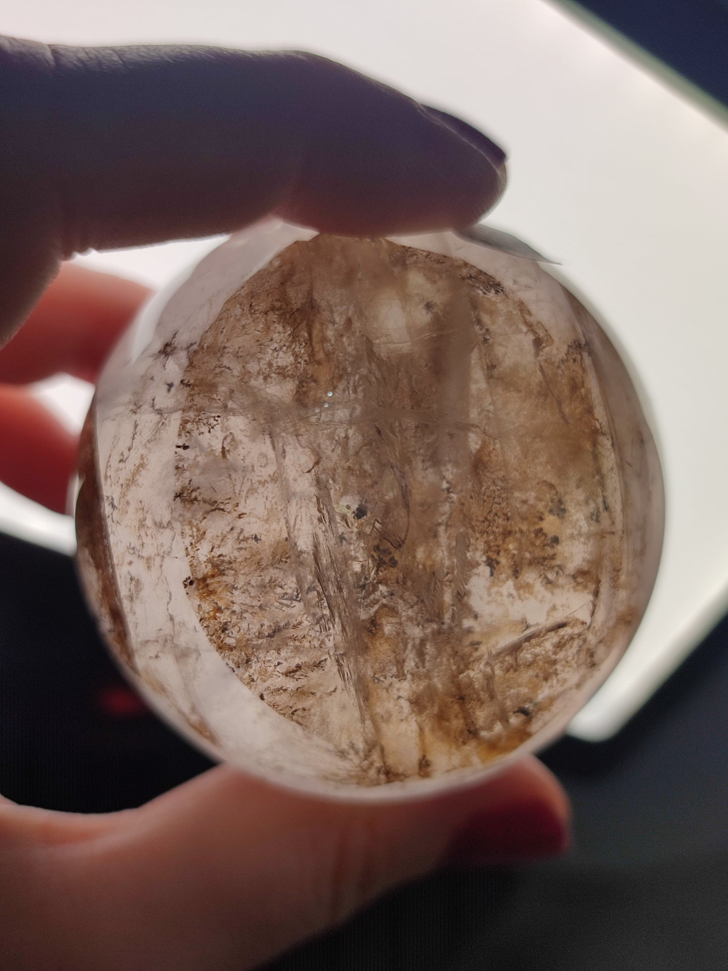 Esfera cuarzo Star con dendrita y arcoiris 275 gramos - VIDEO