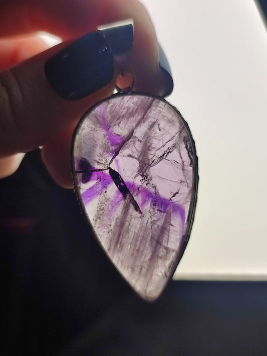 Colgante baño de plata con amatista - n° A3