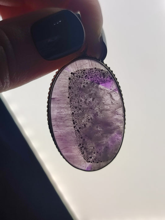 Colgante baño de plata con amatista con inclusiones - n° 26