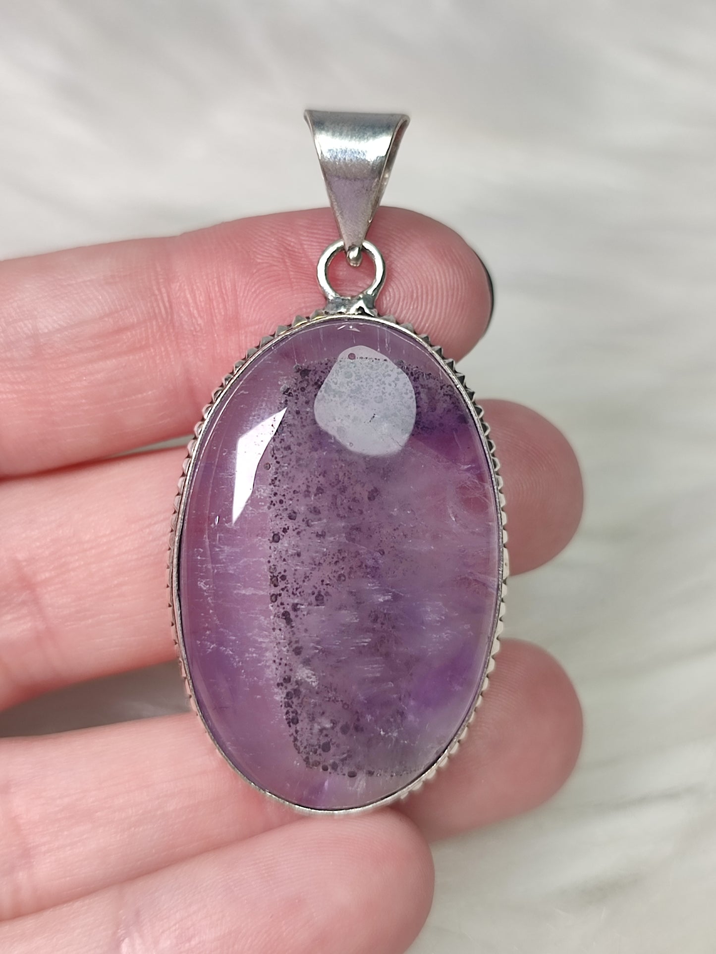 Colgante baño de plata con amatista con inclusiones - n° 26