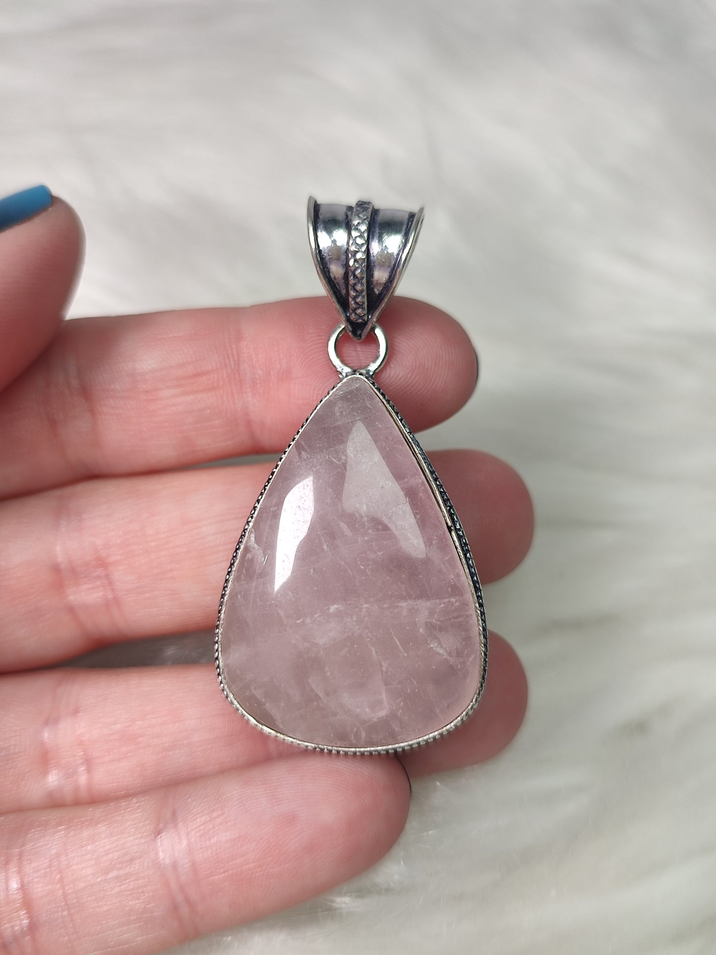 Colgante baño de plata con cuarzo rosa - n° 45