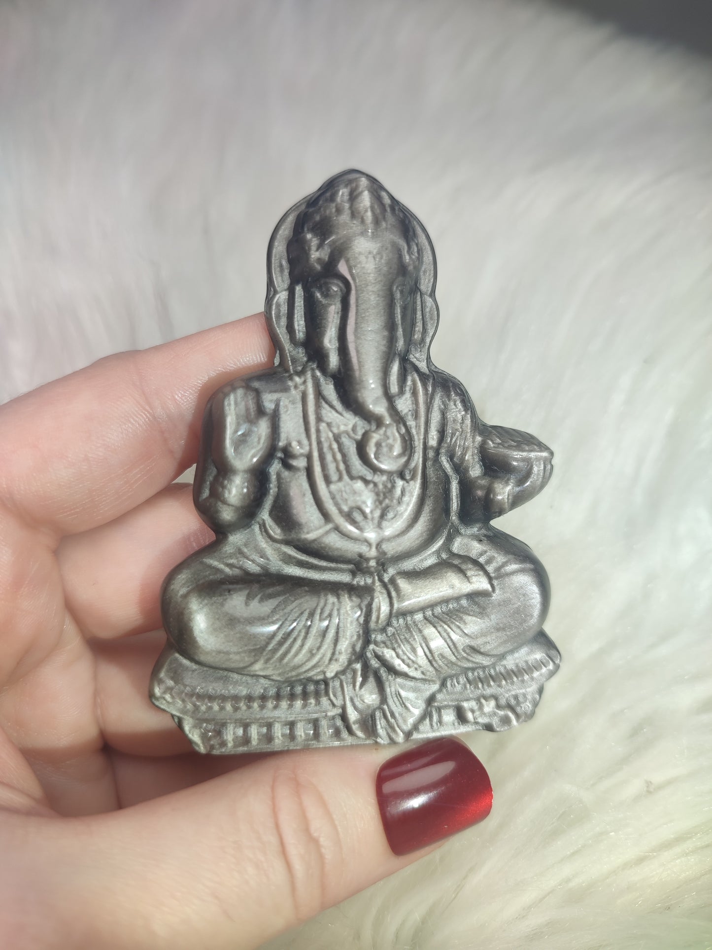 Ganesha Obsidiana plateada - Video