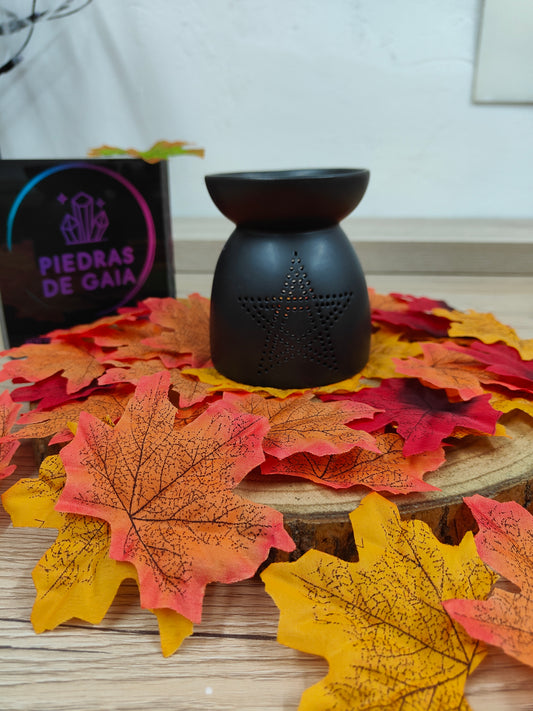 Quemador De Cerámica Negro - Dos Modelos Pentagrama o Luna