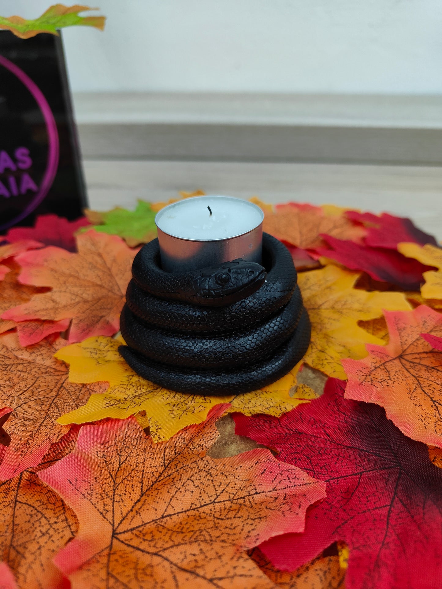 Porta Velas Serpiente negra