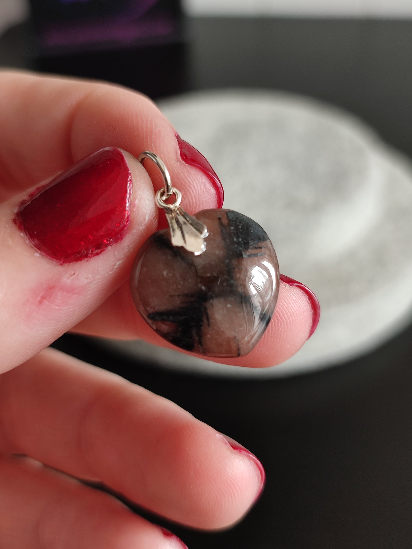 Colgante corazon plata de ley 925 con quiastolita