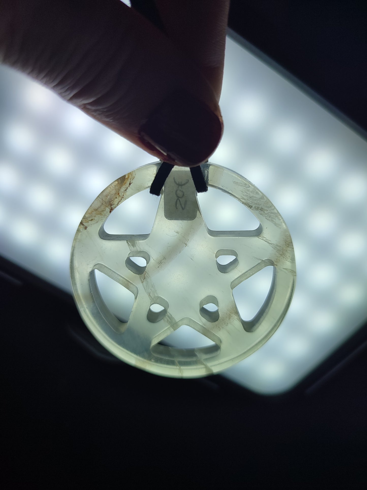 Pentagrama Magia tallado en flúorita