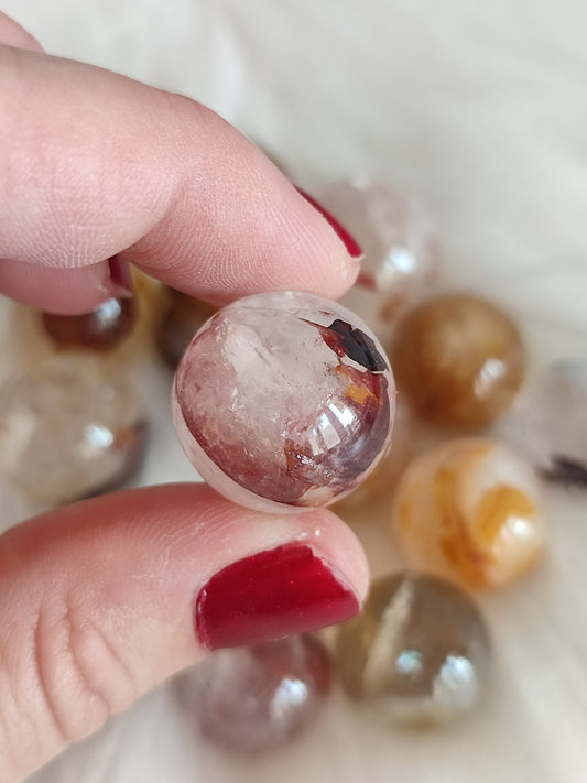 Mini esferas cuarzo hematoide y sanador