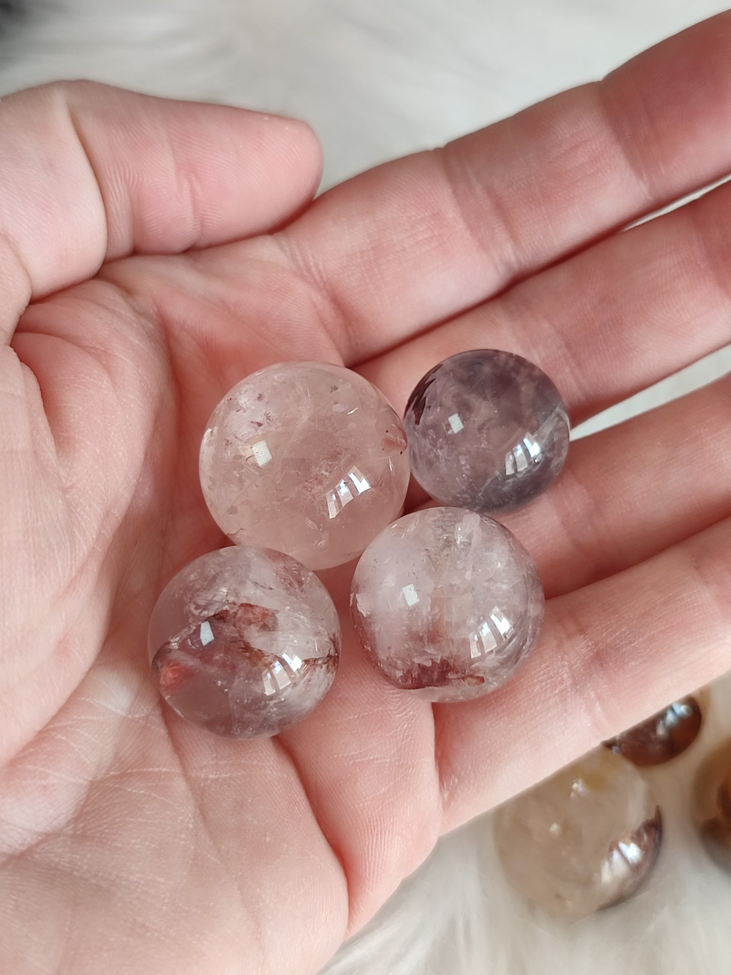 Mini esferas cuarzo hematoide y sanador