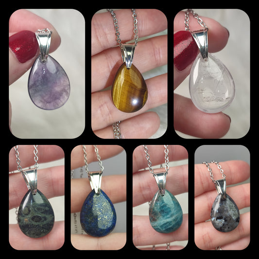 Colgante gota plata 925 - varios minerales