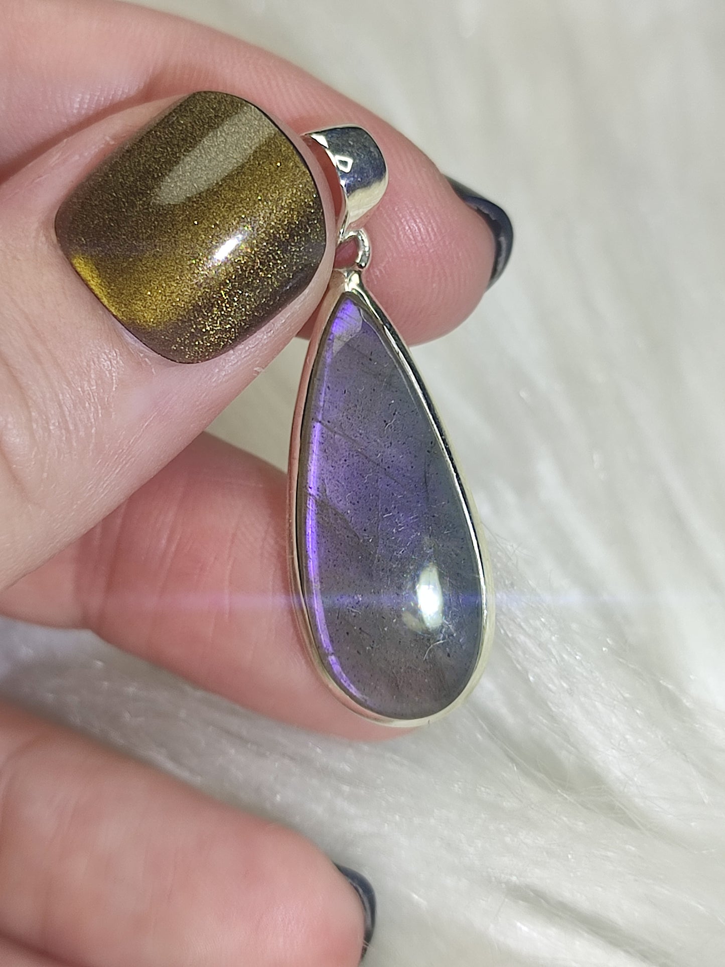 Colgante plata 925 con labradorita purpura n° 357