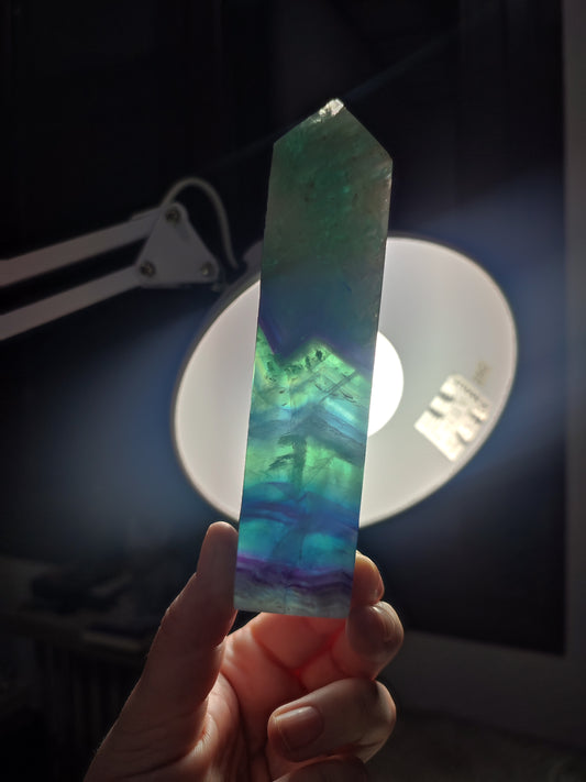 Gran Punta fluorita snowflake 309 gramos