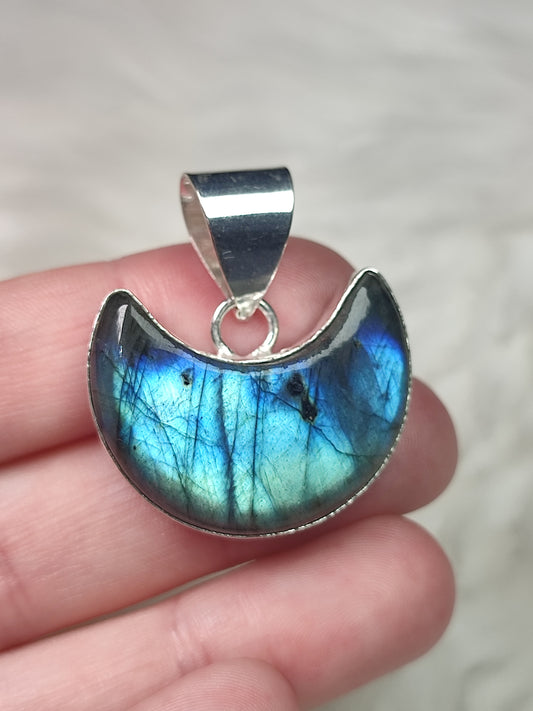 Colgante baño plata con labradorita modelo luna n° A14