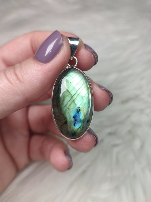 Colgante baño plata y Labradorita flash n° A11