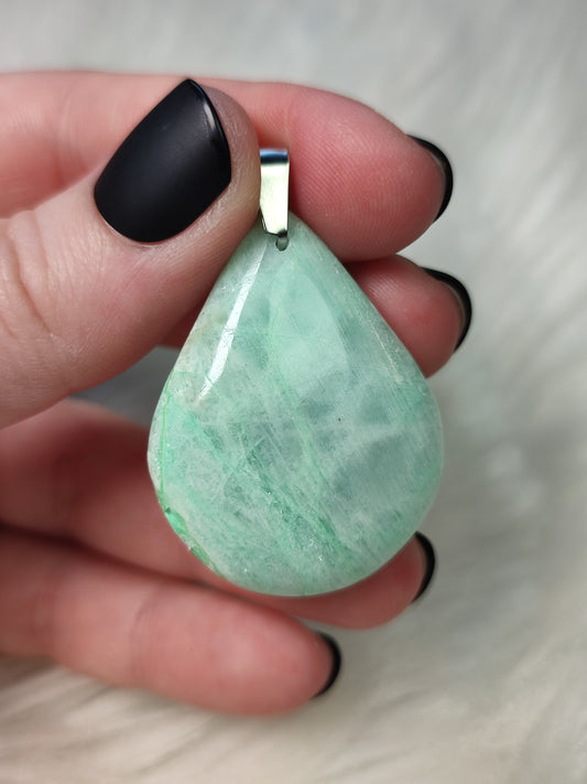 Colgante acero con piedra luna verde n°135