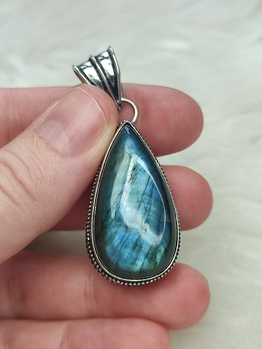 Colgante baño de plata con labradorita flash - N° 148