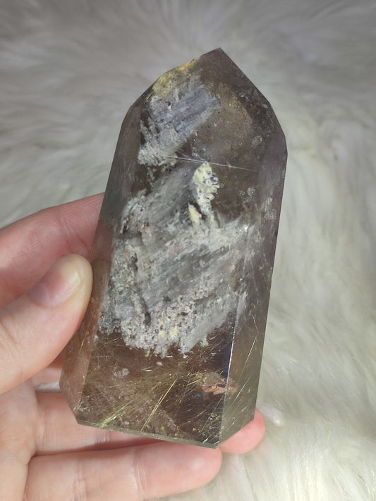 Punta cuarzo jardín y rutilo n°90