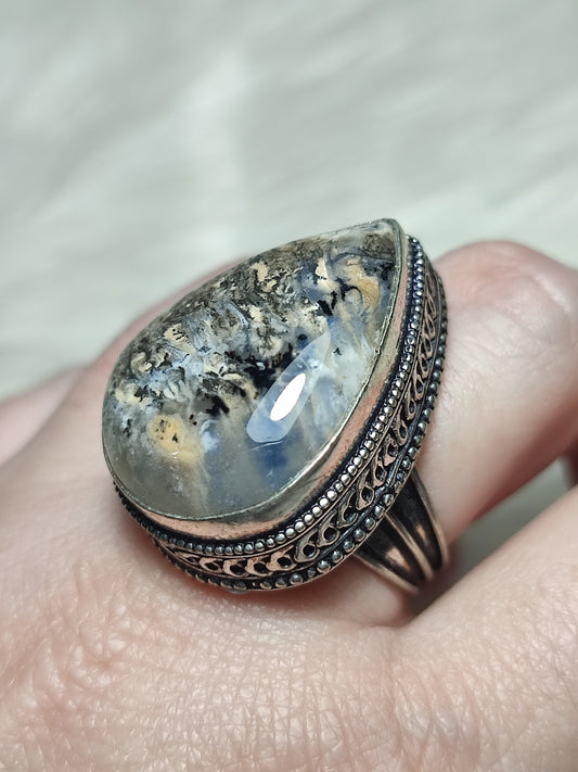 Anillo baño de plata con ágata - ref.60