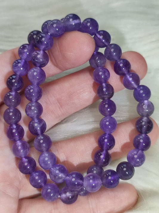 Pulseras bolas amatista - 7/8 mm