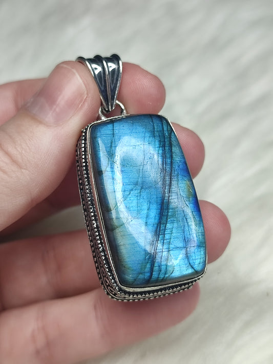 Colgante baño de plata con labradorita flash - N° 70