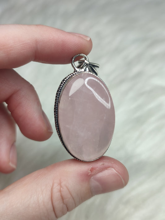 Colgante baño de plata con cuarzo rosa intenso - N° 26