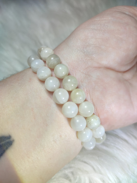 Pulsera elástica bolas 8 mm - Piedra Luna Silky Extra