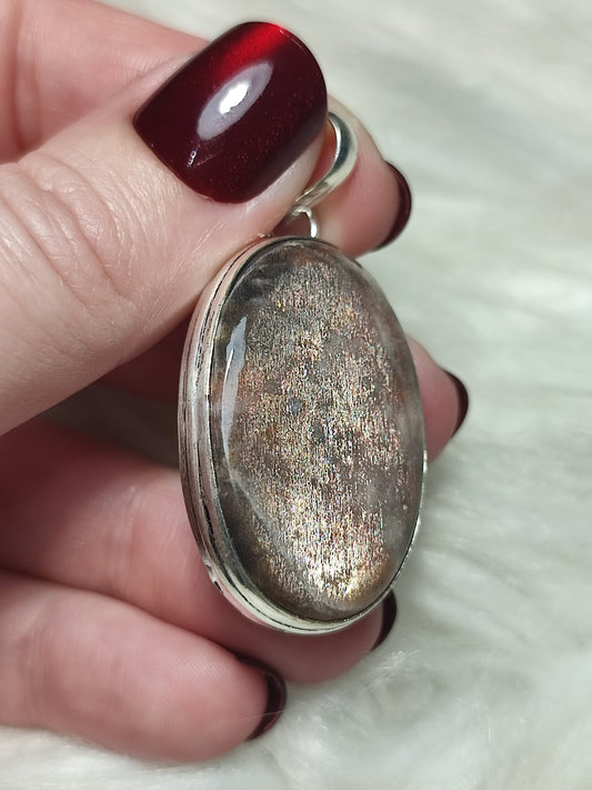 Colgante baño de plata con piedra Luna negra Latticce 92