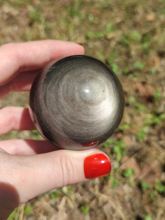 Esfera obsidiana plateada alta calidad - 251 gramos