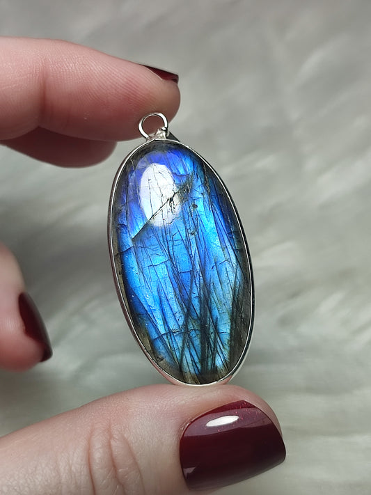 Colgante baño de plata con labradorita flash - N° 72