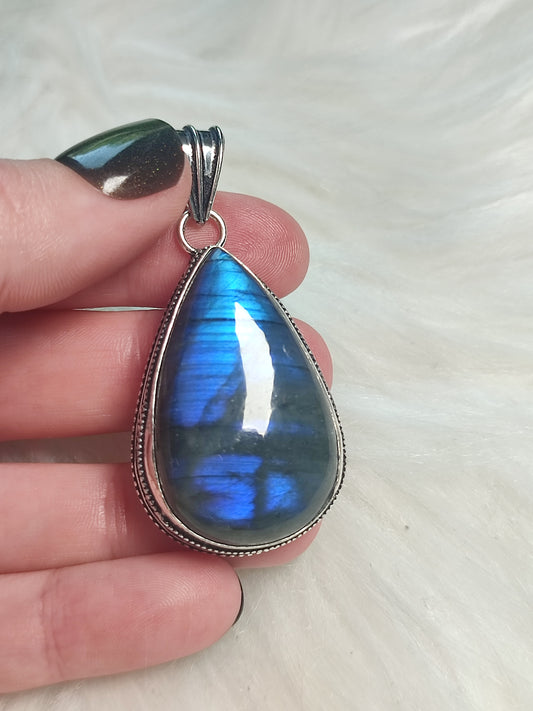 Colgante baño de plata con labradorita flash - n°6