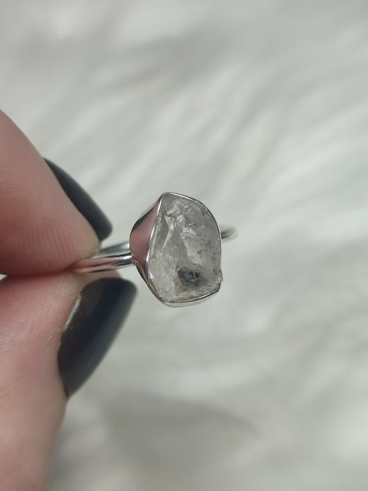 Anillo plata de ley 925 con herkimer - 16.50 mm diámetro